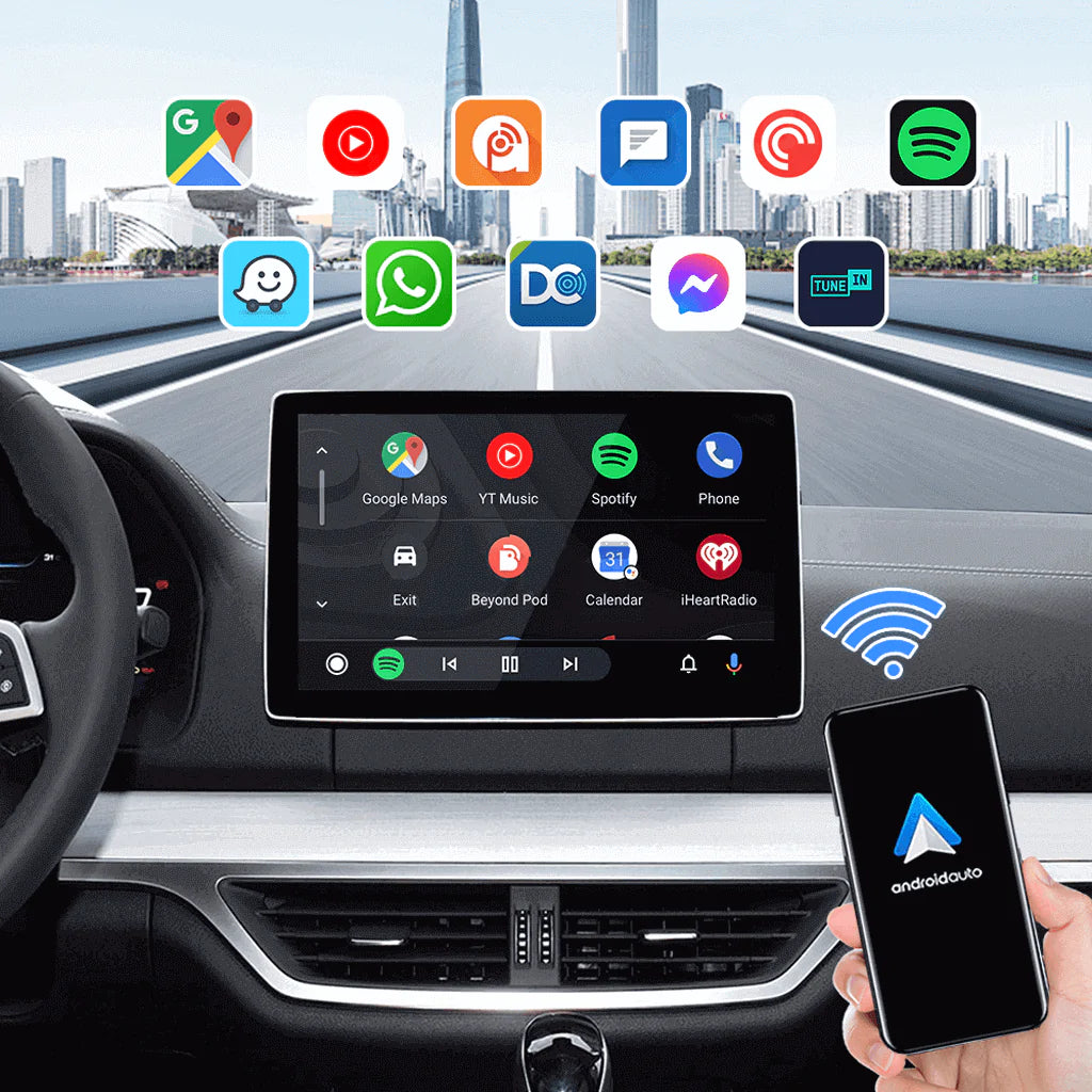 Enjoy the joy of Wireless Android Auto App, such as Music, Spotify, Goole Maps, etc. More choices, more pleasures, better driving experience