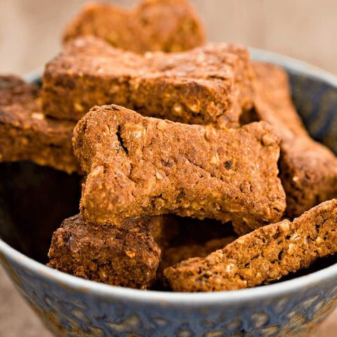 Homemade pumpkin dog biscuits.