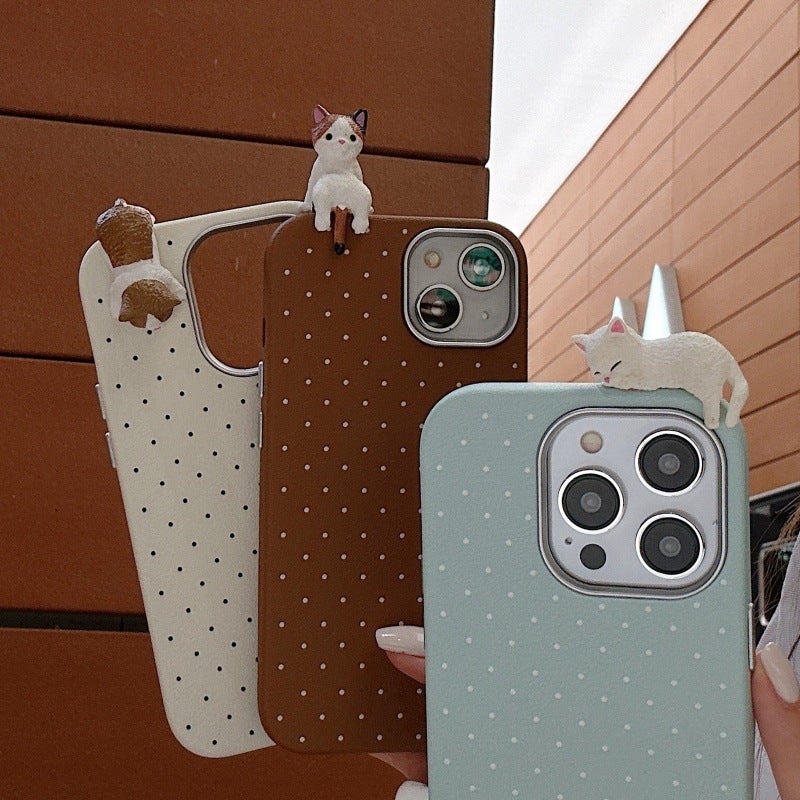 Cifeeo-gifts Polka Dot Three-Dimensional Cat Phone Case