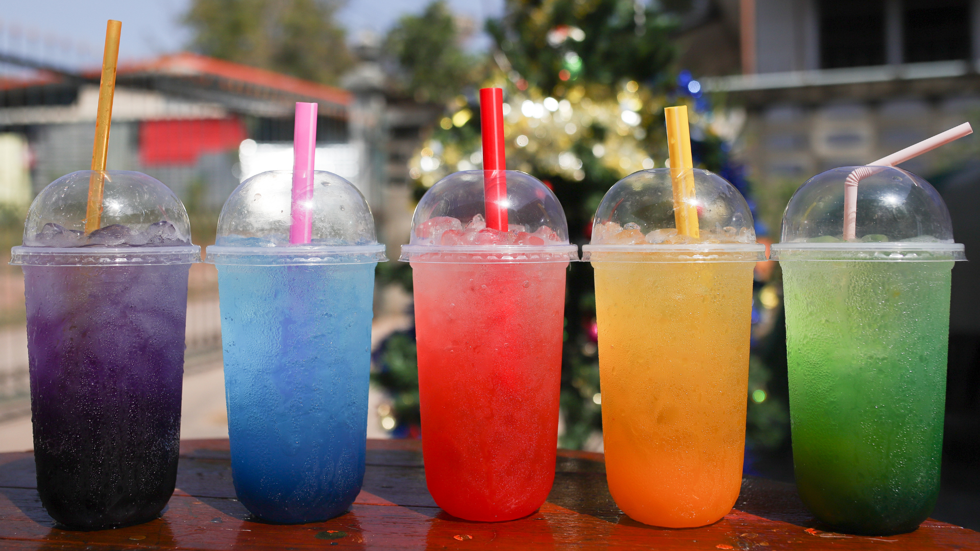 Colorful sugary sodas