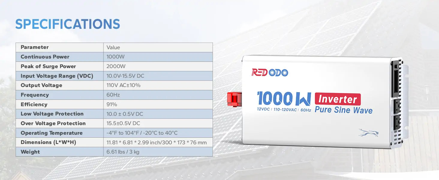 redodo pure sine wave inverter efficiency