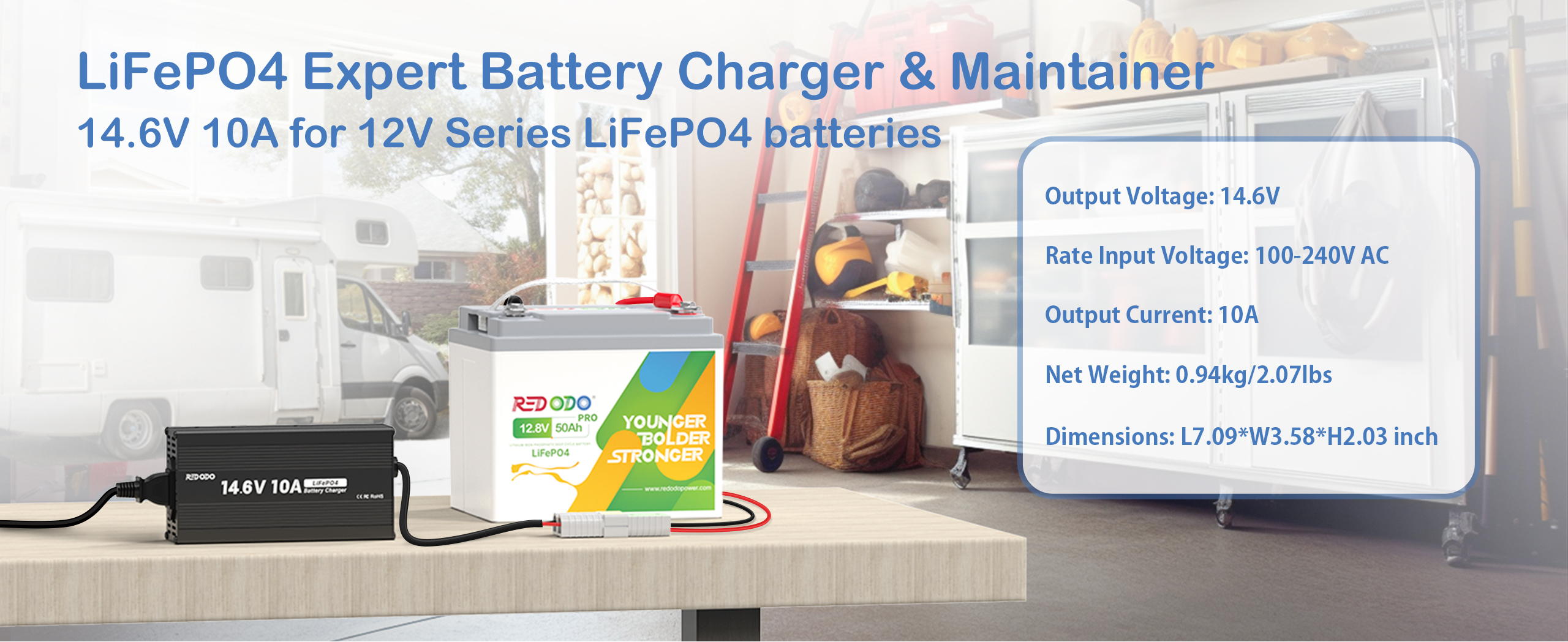 Redodo 14.6V 10A chargers for lithium lifepo4 batteries