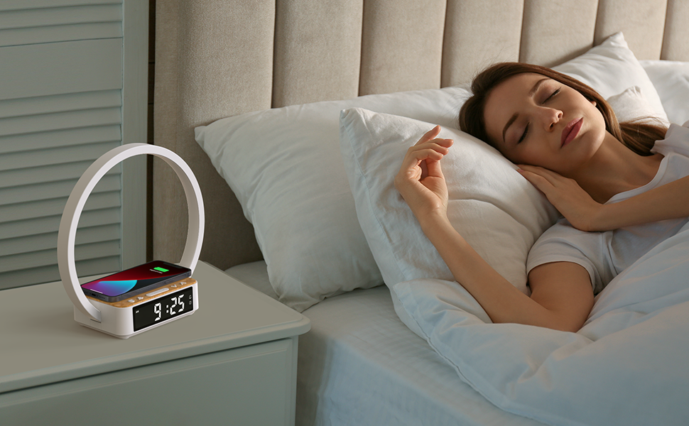 Touch Bedside Lamp With Alarm Clock And Fast Wireless Charging - Unique