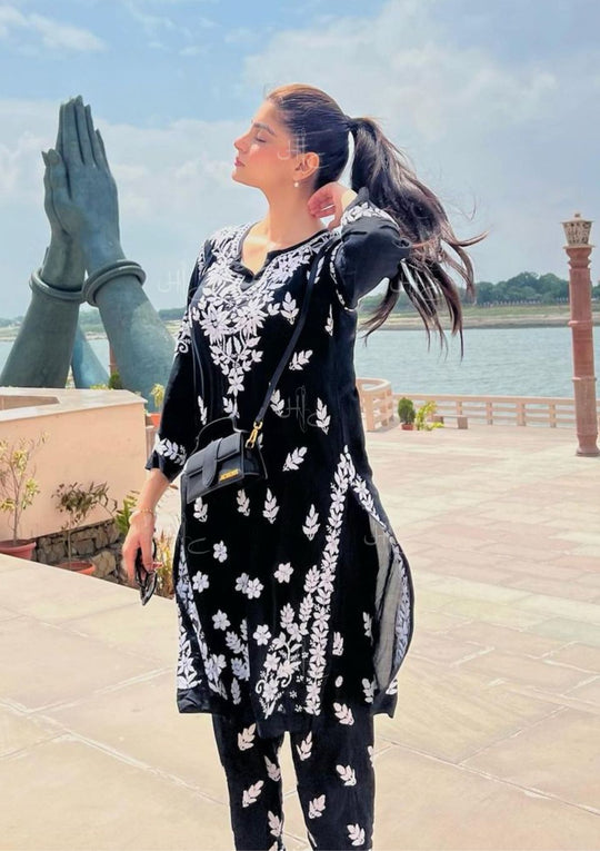 ISHIEQA's Black Georgette Chikankari Kurti - MV1704D | Stylish dress  designs, Kurti designs latest, Indian designer outfits