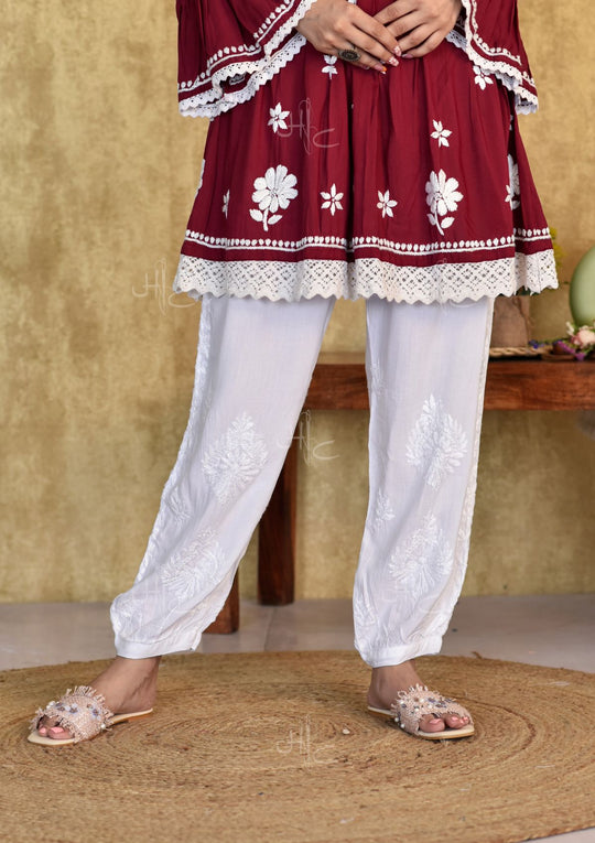 Chikankari Bottomwear - Lucknow Chikankari Pants For Women Online – House  of Chikankari