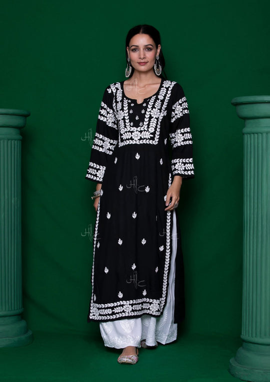 Buy Lemon Printed Modal Rayon Sleeveless Long Kurti Online in India