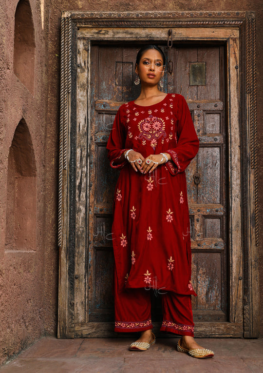 Indian Outfit Women Chikankari Kurti Kurta Pants Set Dress salwar Suit |  eBay