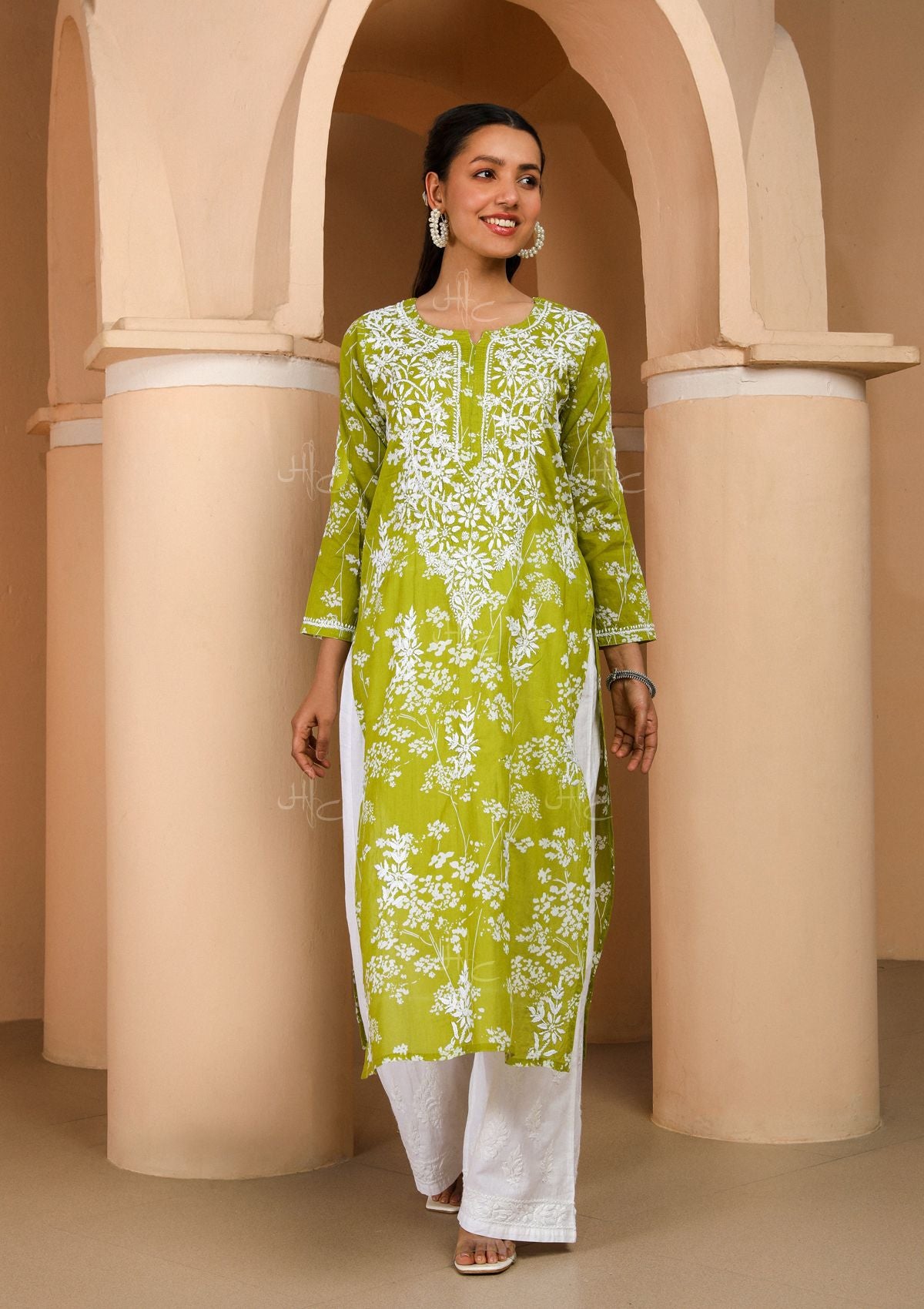 Zainab Chikankari Mulmul Straight Kurta - House of Chikankari product image