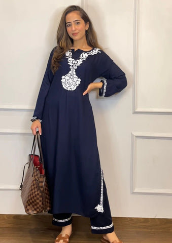 Karima Chikankari Rayon Straight Kurta Set