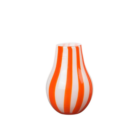 Ada stripe jar blasting glass striped orange h22.5 Ø15.5 cm brostte Copenhagen