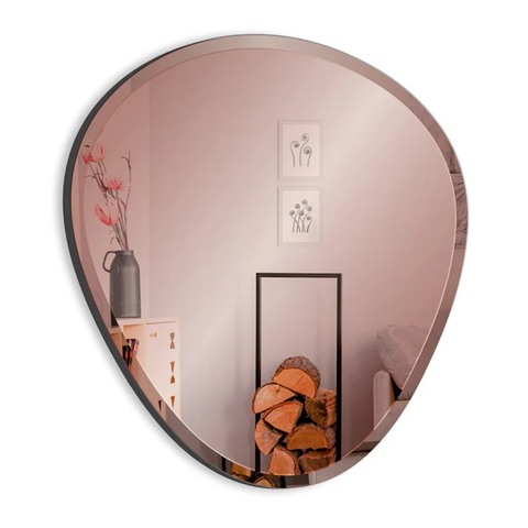Καθρέφτης Τοίχου Γυαλί Ασύμμετρος Ροζ Χρυσό Η70xB 67,7cm INCADO