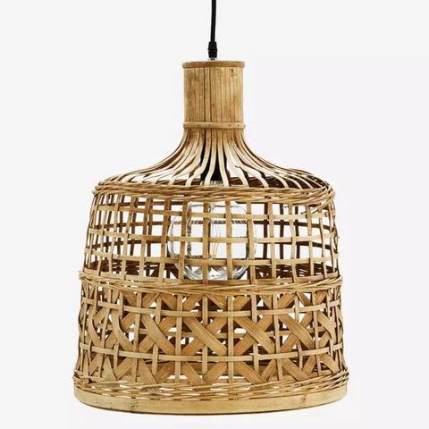 Knitting roof lamp, bamboo, natural, D: 40x46 cm, Madam Stoltz