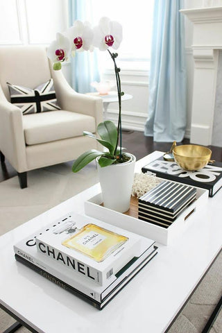 coffee table decoration tray plant coffee table books
