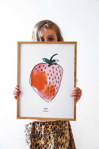 Poster, strawberry, 30x40, pink