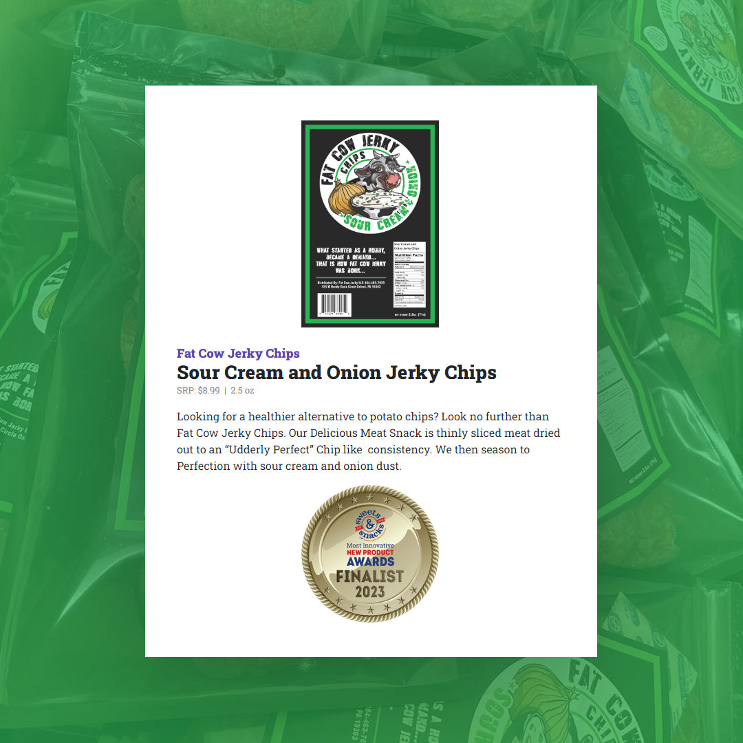 Sour Cream and Onion Jerky Chips Finalist and the Sweets and Snacks Expo