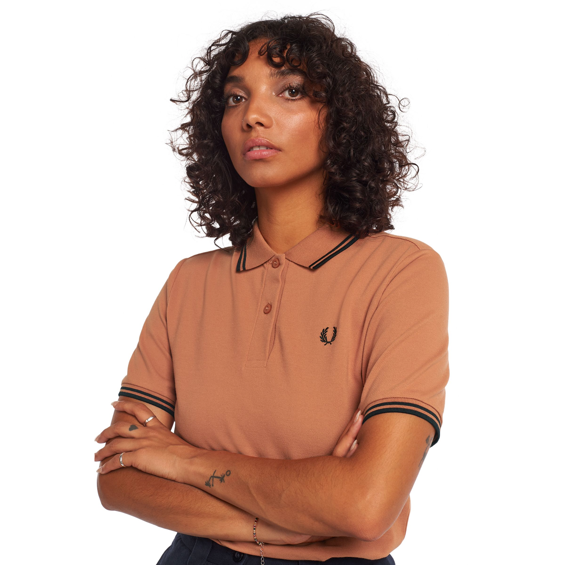 Verkeersopstopping periode slaap FRED PERRY GIRLS TWIN TIPPED POLO COURT CLAY/BLACK