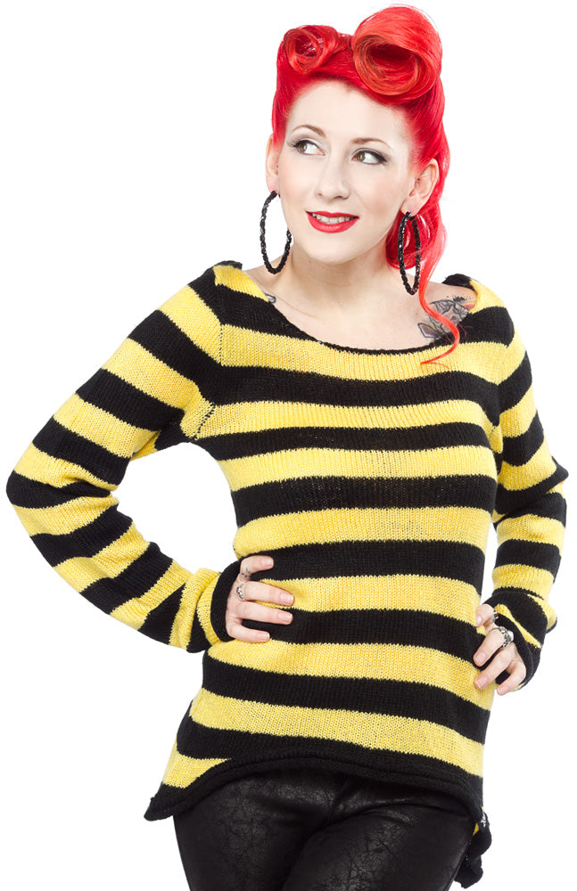 SOURPUSS BLACK AND YELLOW MOHAIR SWEATER ----retired----12/29/2015 - T