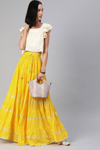 Yellow skirt and crop top set