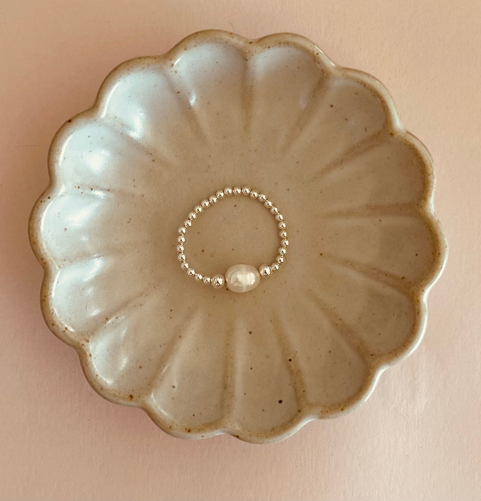 Fresh Water Pearl Ring with .925 Sterling Silver Ball Beads