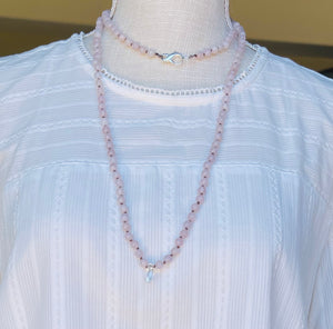 Versatile Rose Quartz Necklace with Herkimer Diamond Quartz - Angel Stones Jewelry
