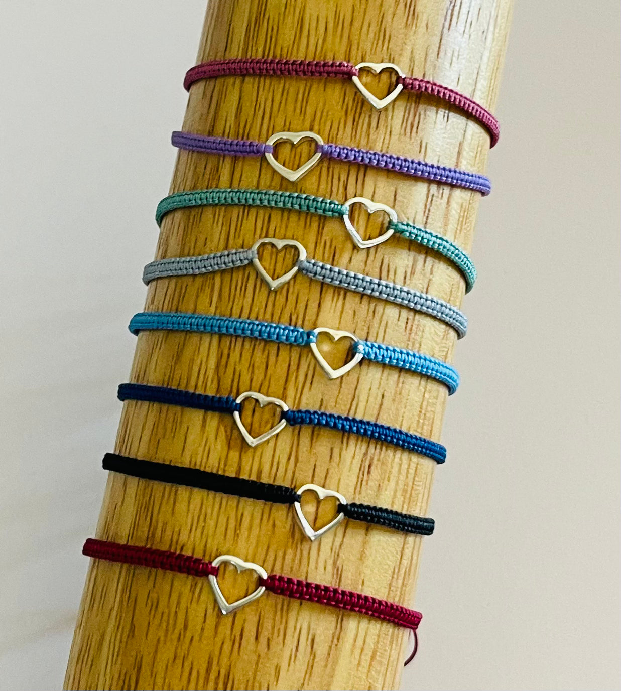 Sterling Silver Open Heart Charm Adjustable Bracelet