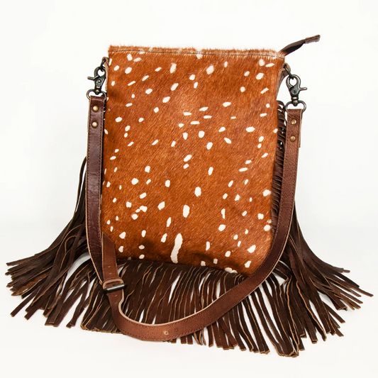 Deer Print Fringe Purse