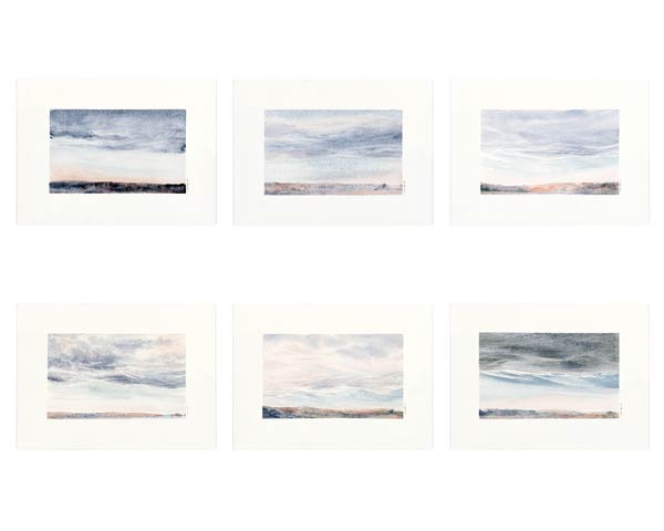 Pein air watercolour paintings of Alberta's chinook clouds