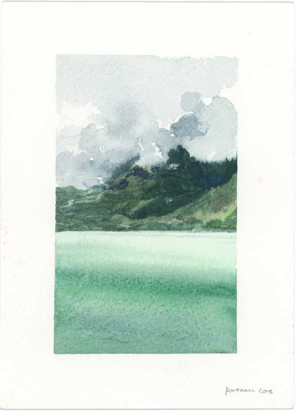 plein air painting of Porteau Cove camping site
