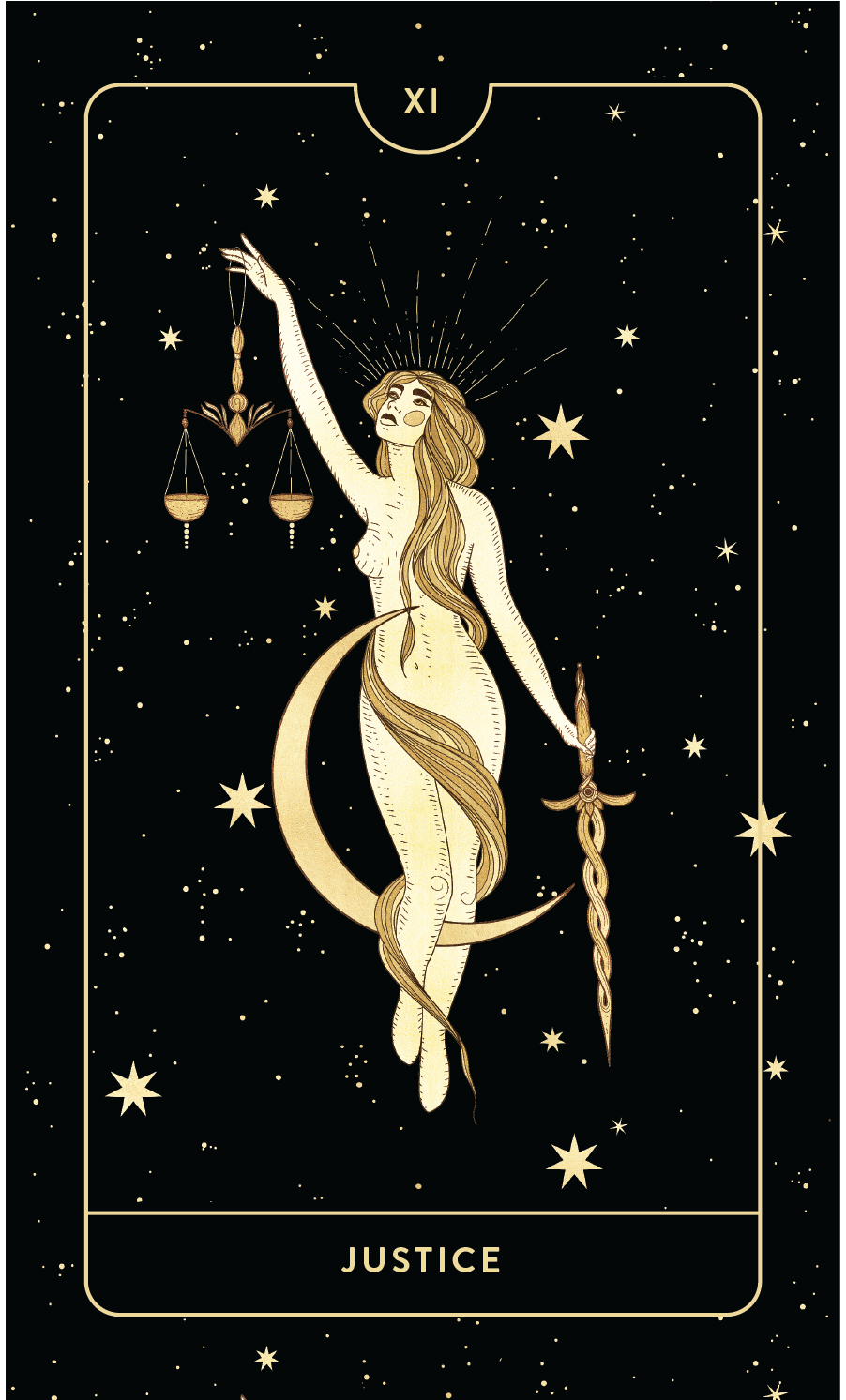 Divine Feminine Tarot Deck XI Justice by Cocorrina