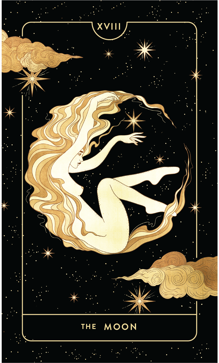 Divine Feminine Tarot Deck XVIII The Moon by Cocorrina