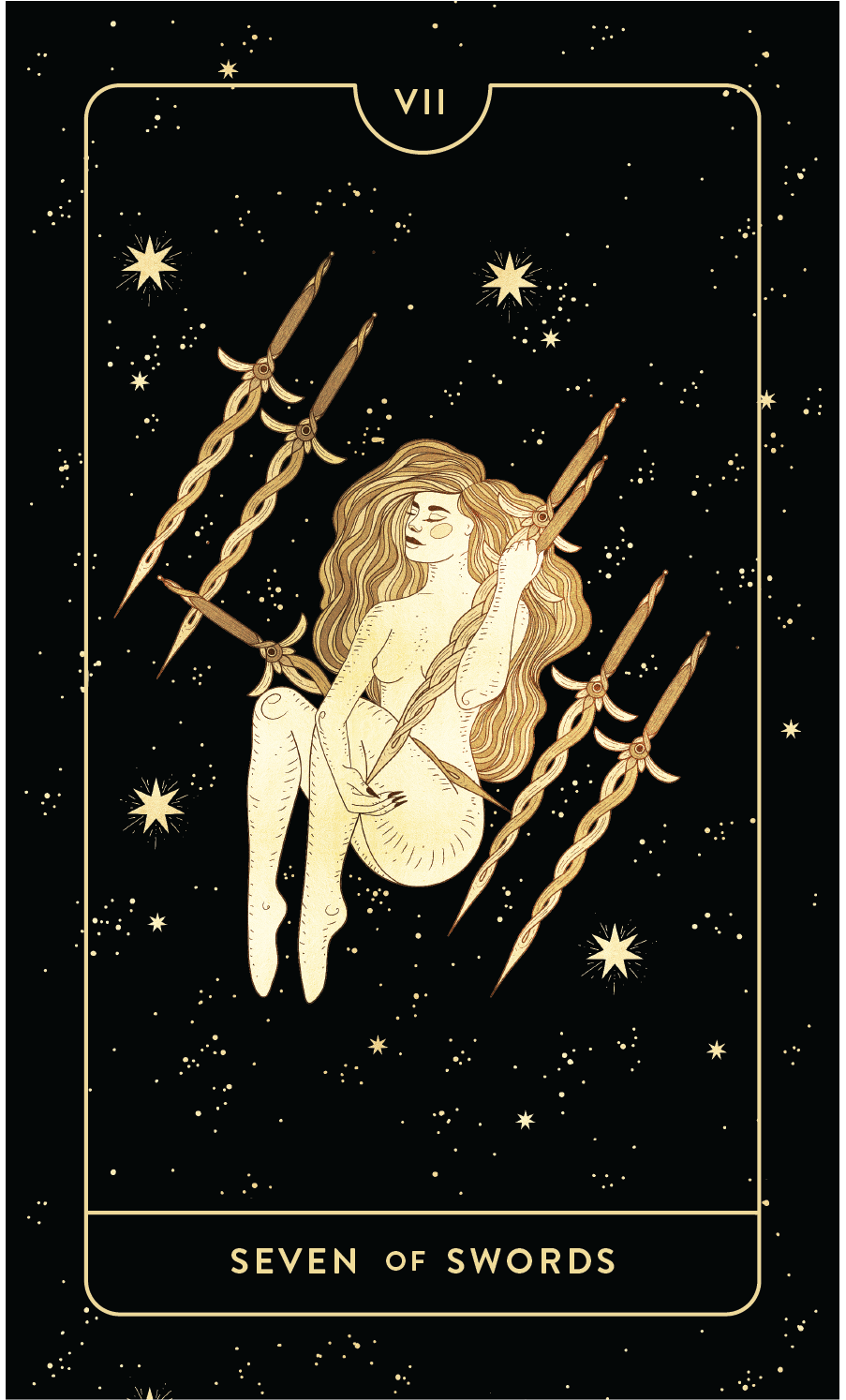 Divine Feminine Tarot Deck Seven of Swords by Cocorrina