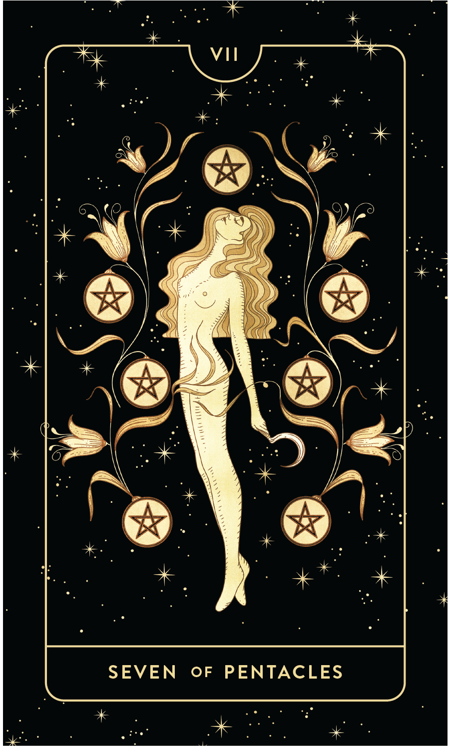 Divine Feminine Tarot Deck  Seven of Pentacles  by Cocorrina