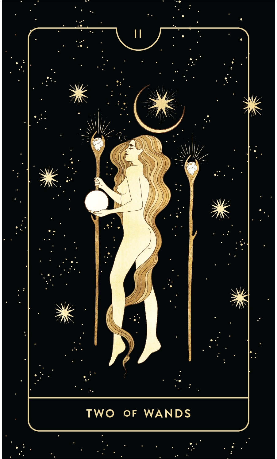 Divine Feminine Tarot Deck Two of Wands by Cocorrina
