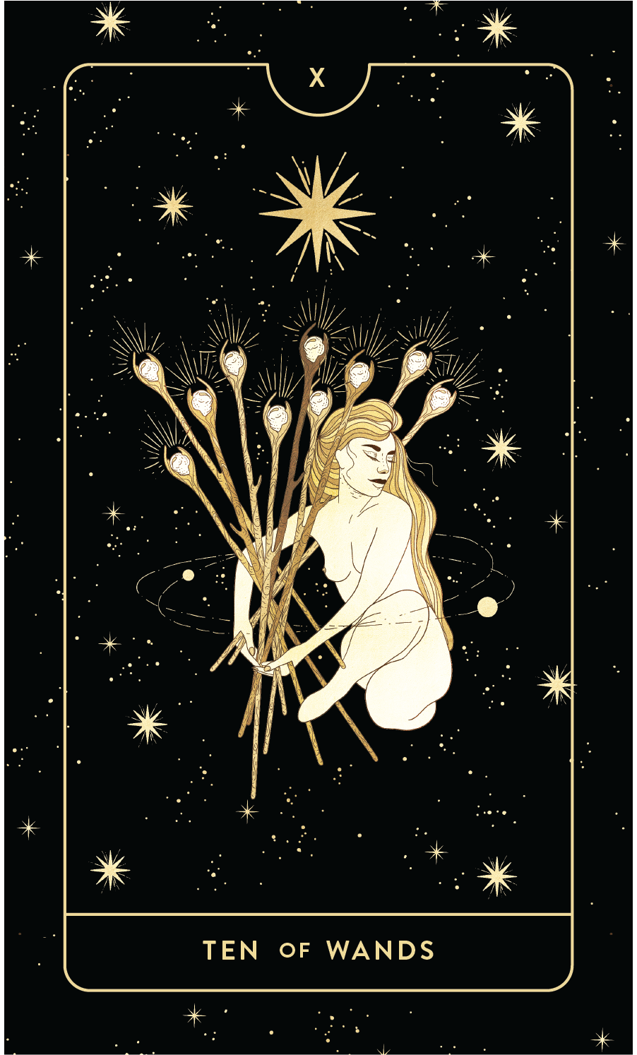 Divine Feminine Tarot Deck Ten of Wands by Cocorrina