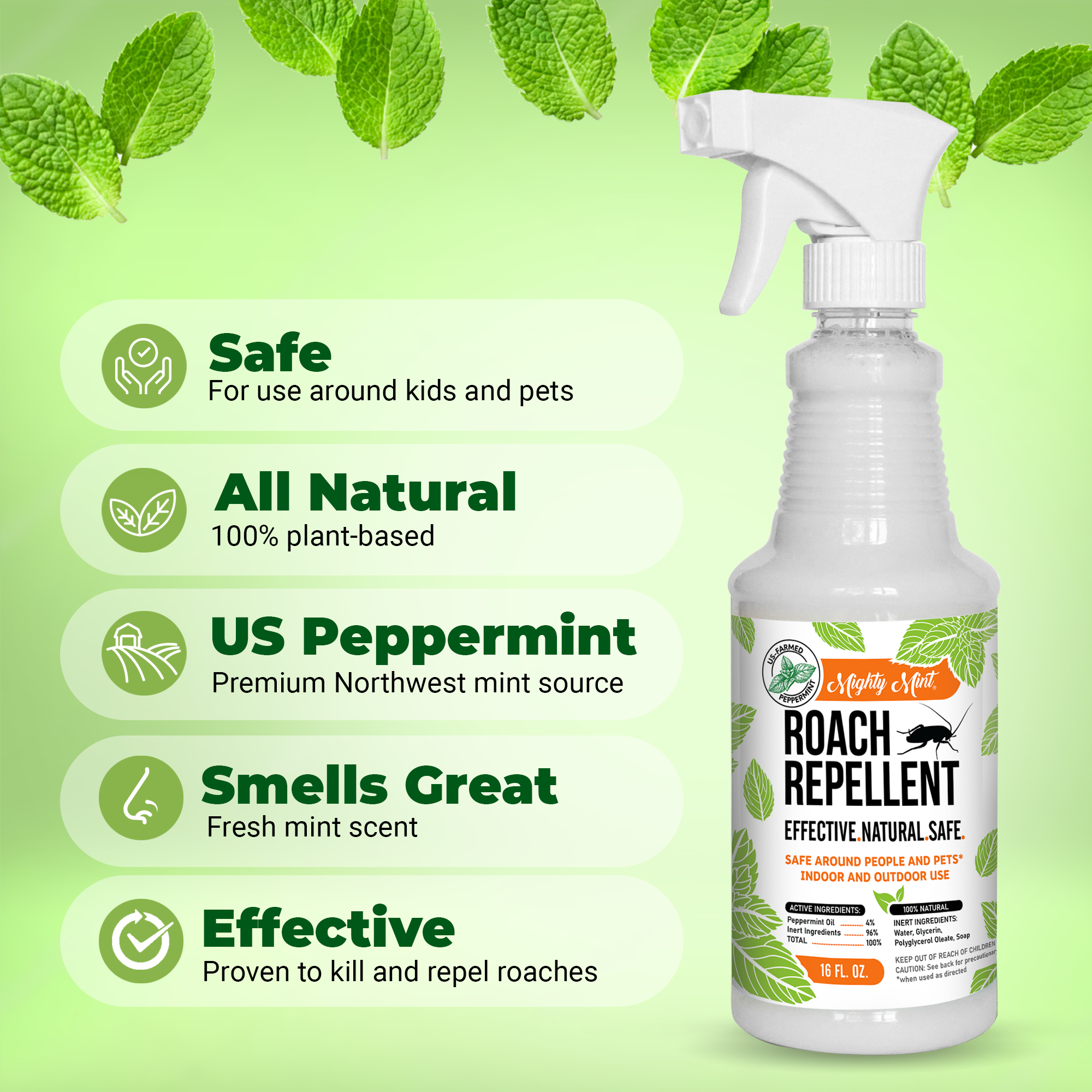 Roach Repellent Peppermint Spray 16oz Mighty Mint