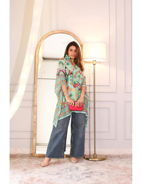 Floral Green Kaftan — Diwali kaftan on DORS