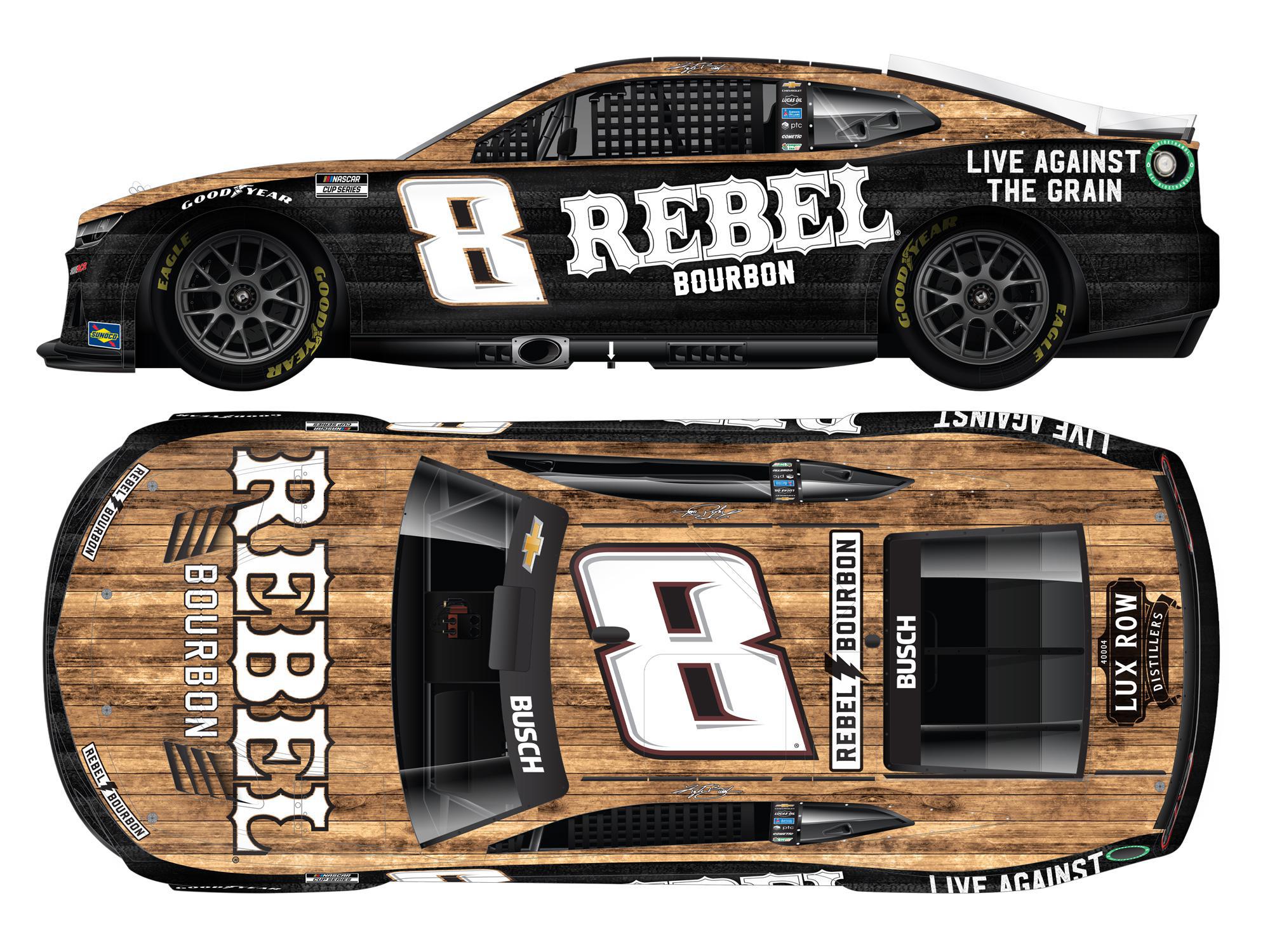 KYLE BUSCH #8 REBEL BOURBON 2025 1/24-SCALE ELITE AUTOGRAPHED