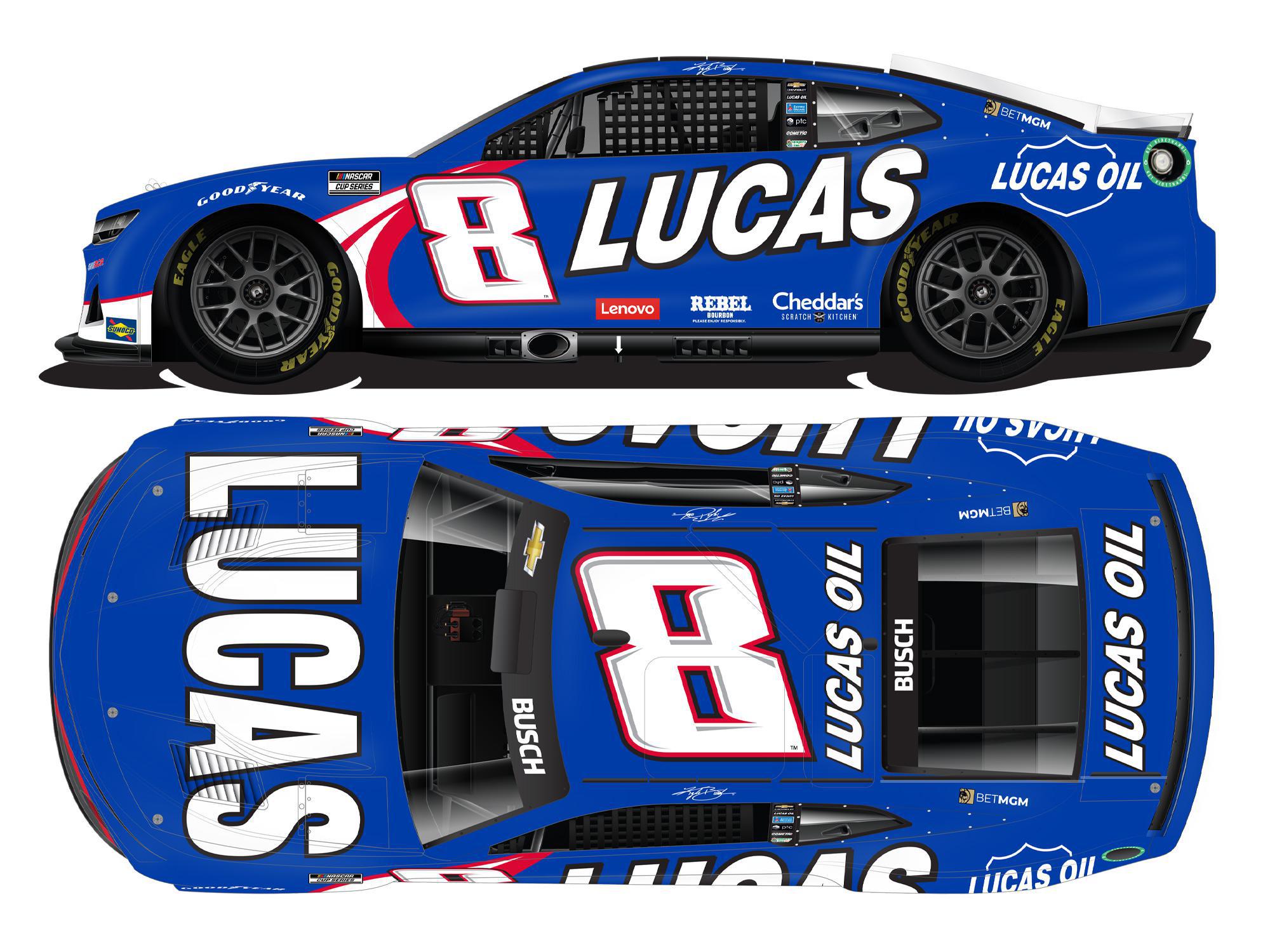 KYLE BUSCH #8 LUCAS OIL 2024 1:64-SCALE COLLECTOR HARD TOP DIECAST