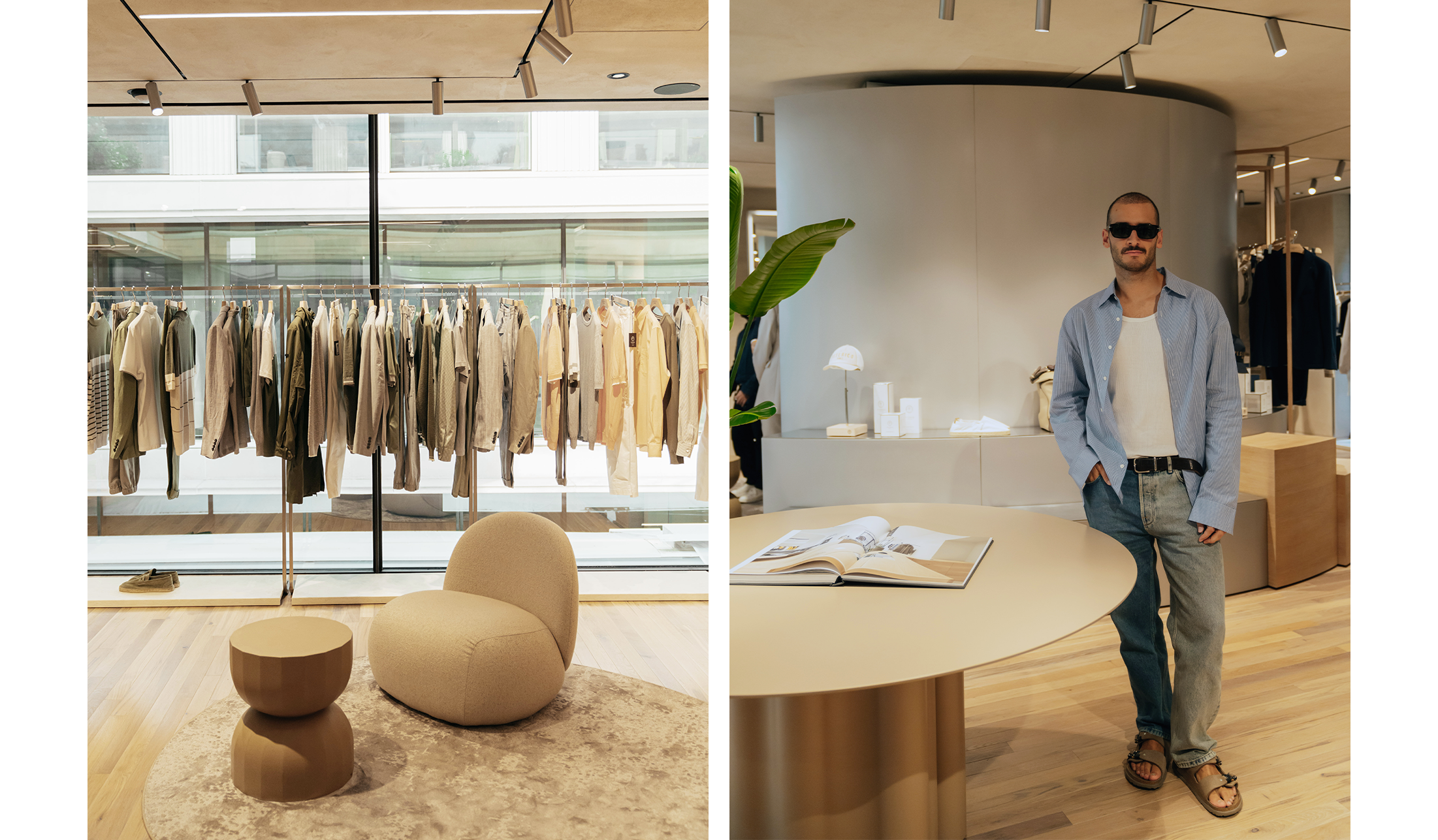 Lorenzo Liverani at Peserico store in Milan at ss24 presentation