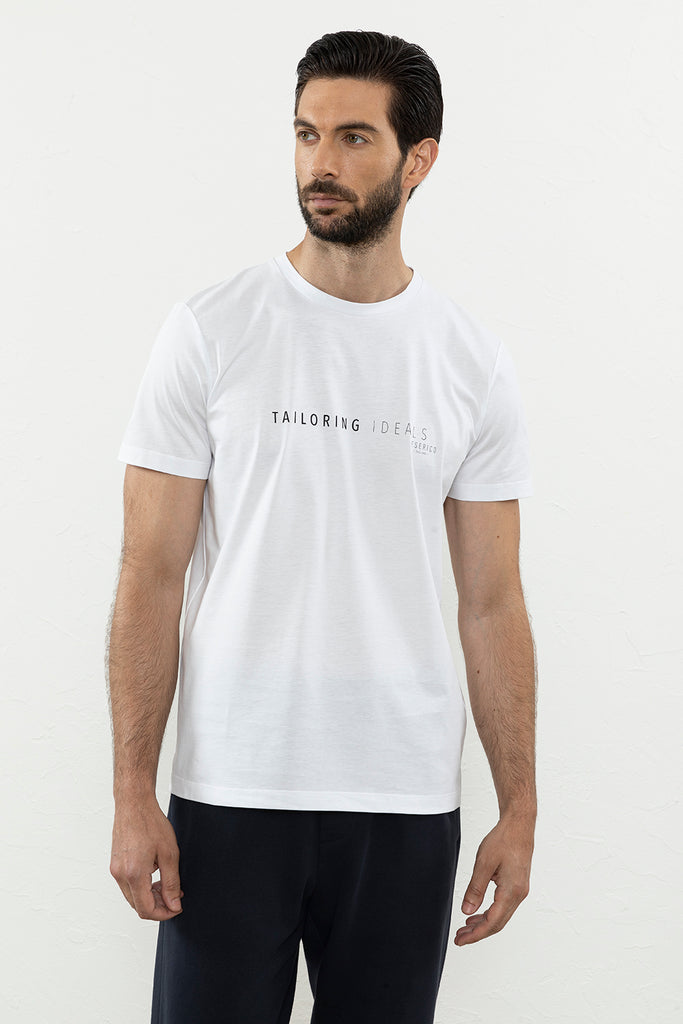 T-shirt in pure mako cotton with print – Peserico
