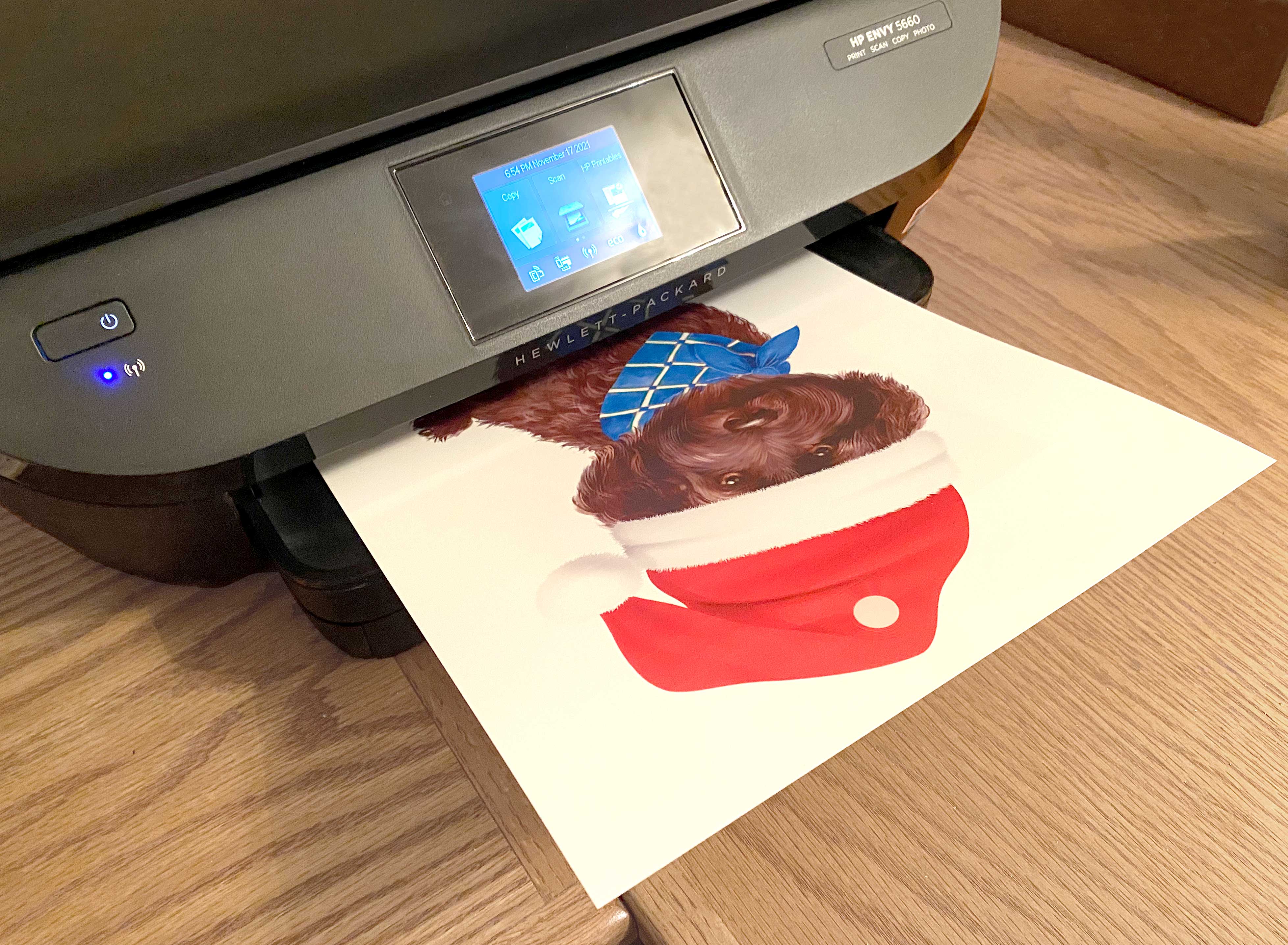 black inkjet printer printing brown doodle dog ornament 