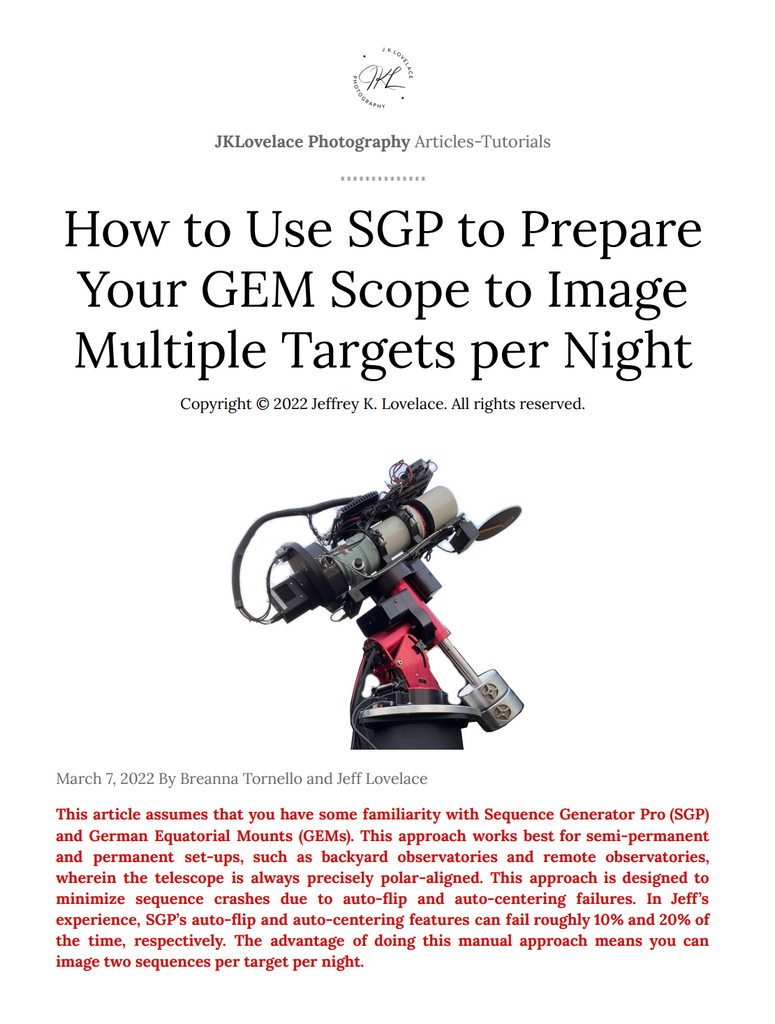 A screenshot of the front page of the New Tutorial: How to use SGP with your GEM scope