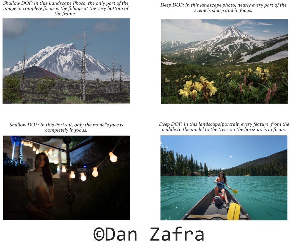 Examples of Shallow Depth of Field and Deep Depth of Field for Landscape and Portrait Photography. Copyright Dan Zafra.