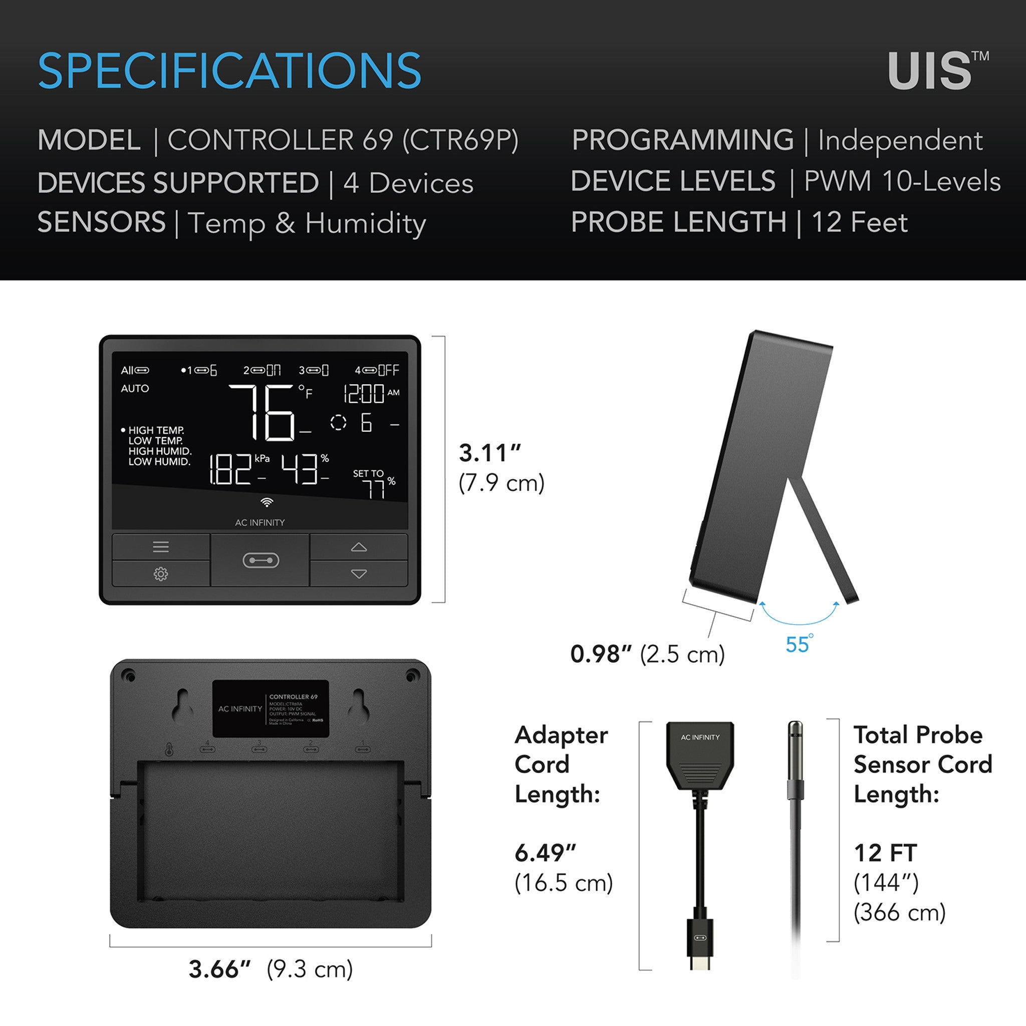 AC Infinity - UIS Lighting Adapter Type-A - Chilled Tech - LED Grow Lights  & Spectrum Control