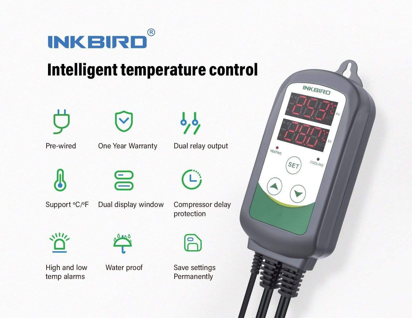 Inkbird Dual Outlet Pre-Wired Humidistat Humidity Controller IHC-200-WIFI US Plug Version / US Warehouse