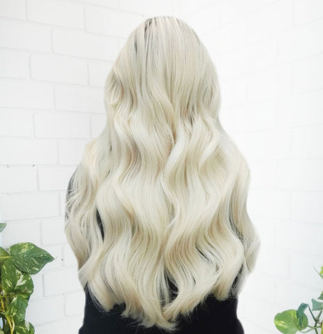 platinum blonde halo hair extensions | halo hair extensions available online | how to apply halo hair extensions | best quality halo hair extensions