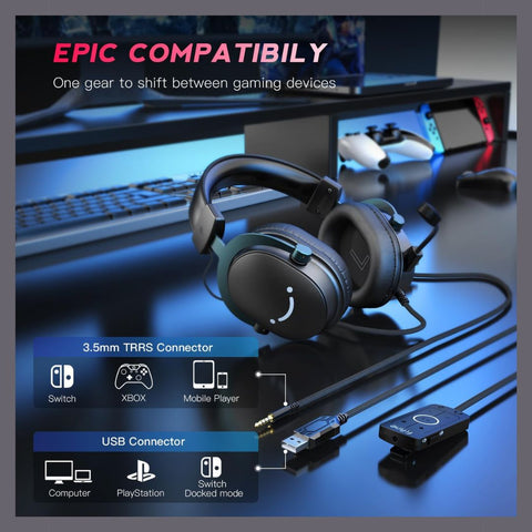 Gamer FiFine H9 headset compatible with PC, PS5, cell phones, tablets