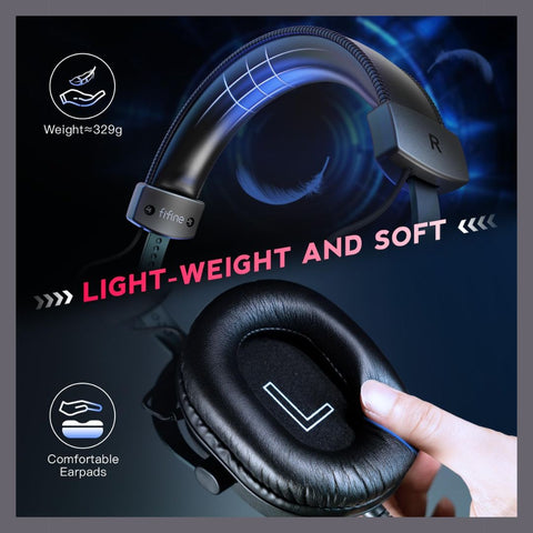 Gamer headset FiFine H9 with ultra-soft and ergonomic pads