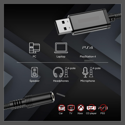 Cable Adaptador De Audio USB A Jack 3.5mm