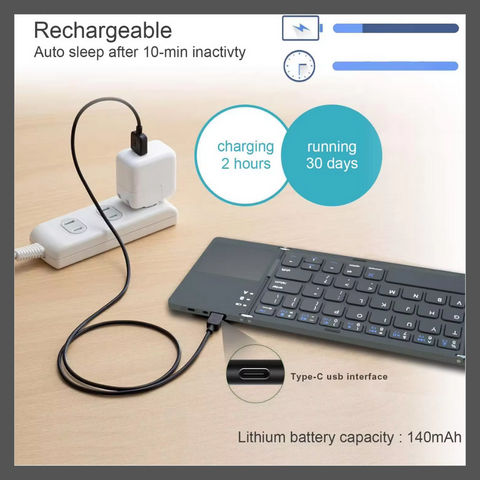 Teclado Plegable Bluetooth Con Touchpad